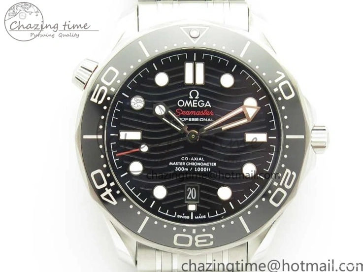 0417 2018 Seamaster Diver 300M OMF Best Edition Black Ceramic Black Dial on SS Bracelet A8800 (Black Balance Wheel) Breathable 7959